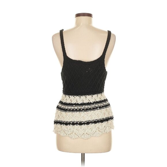 Zara Black Cream Crochet Top Medium NWT - Picture 2 of 6